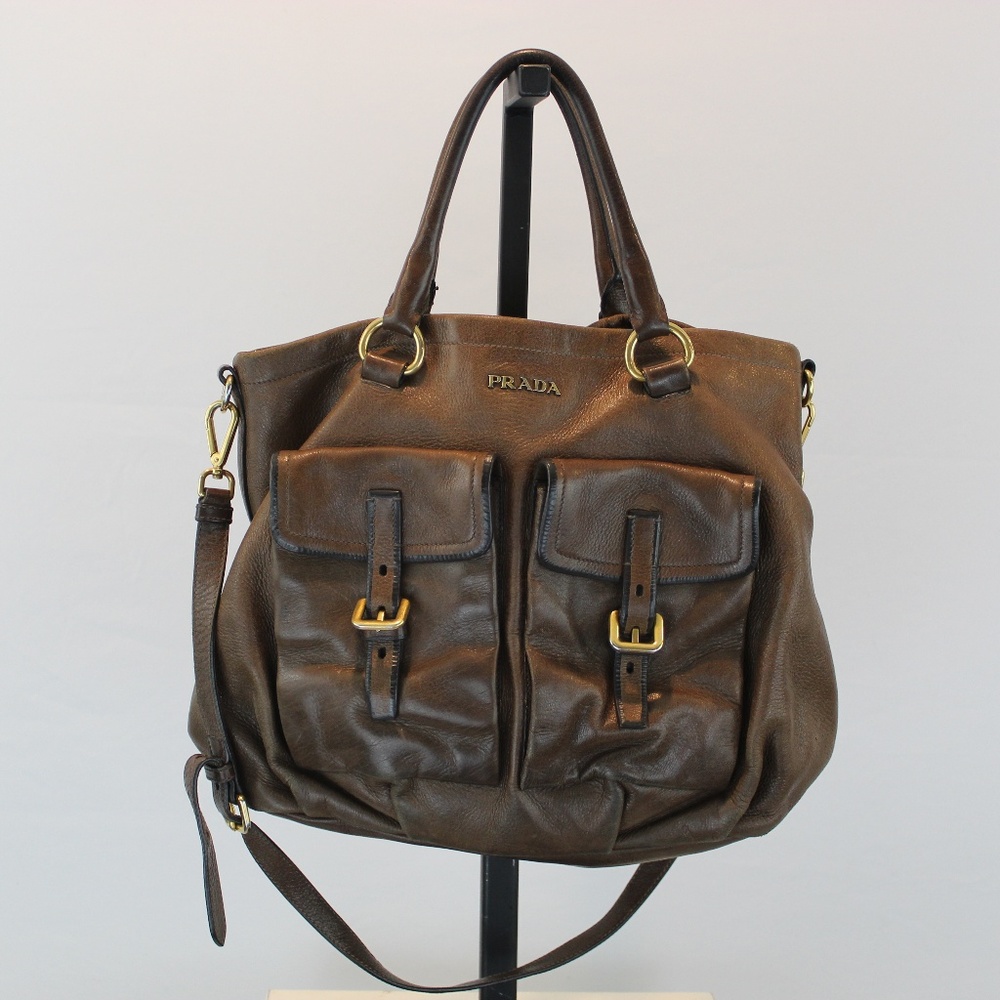 Prada brown leather handbag